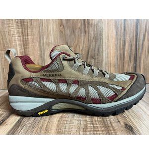 Merrell Siren Ventilator Womens Hiking Shoes Oak Brown Wine Red Trail Size 11